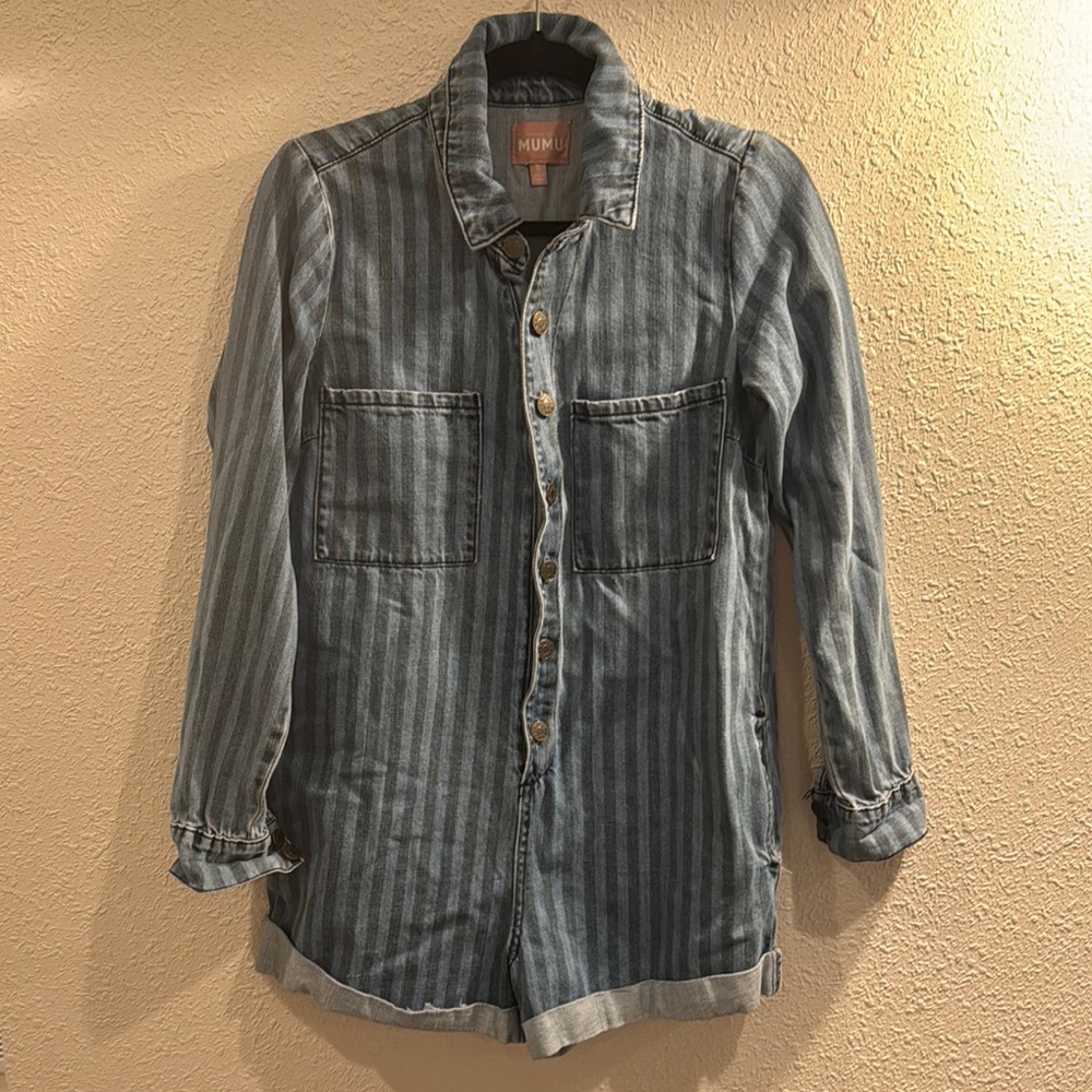 Striped Denim Romper